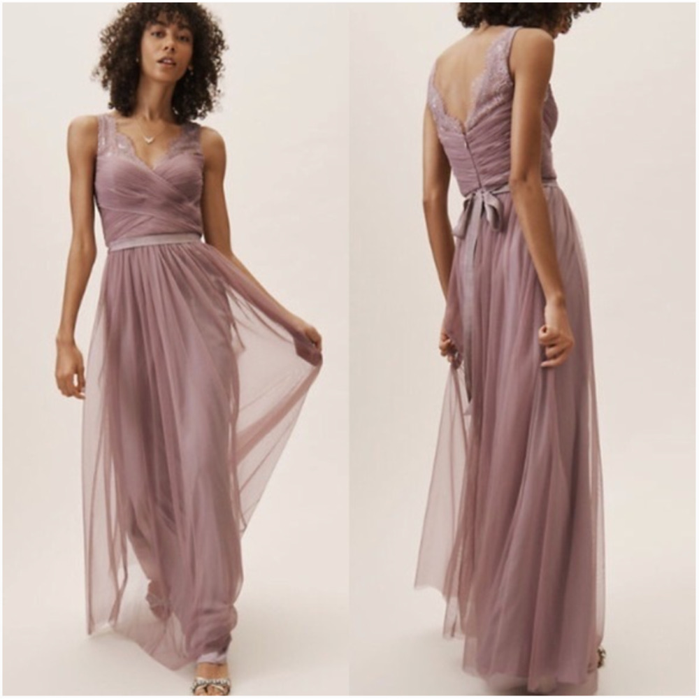 NWT Anthropologie BHLDN Hitherto Fleur Rose Quartz Dress 14